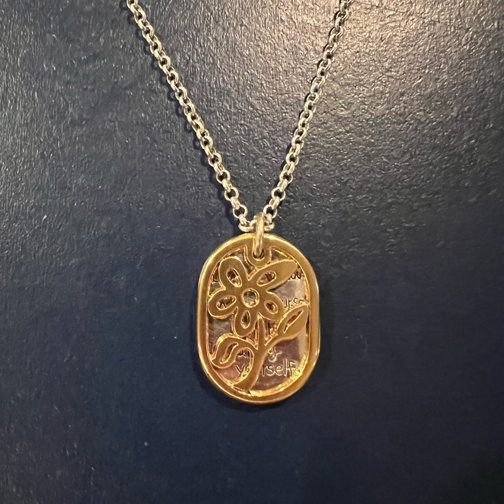 Brighton Necklace Daisy Cutout Inspirational  Pendant on Silver-plated Chain